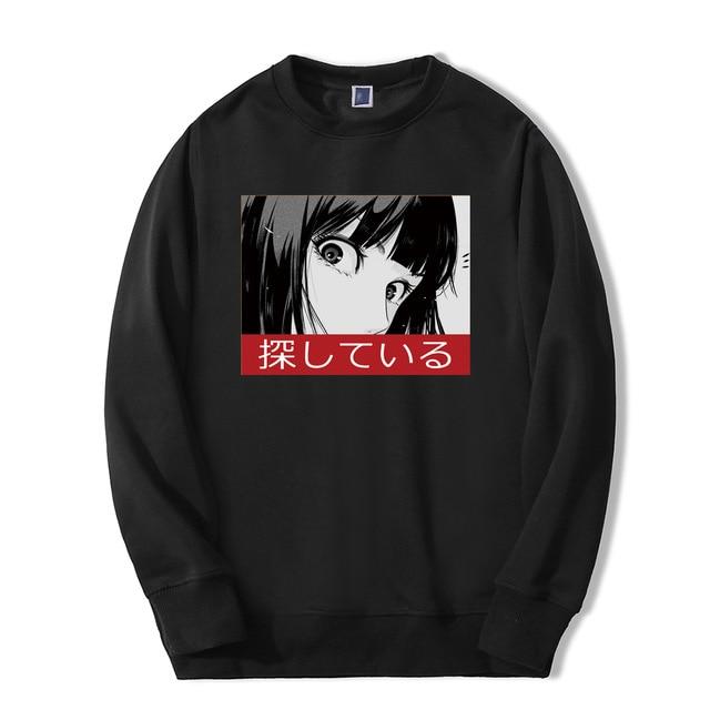 Sad Japanese Anime Aesthetic Print Sweatshirt