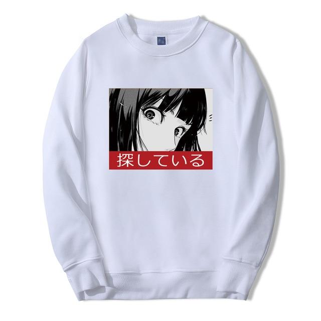 Sad Japanese Anime Aesthetic Print Sweatshirt